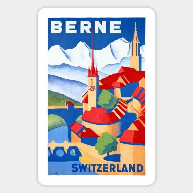 Vintage Travel Poster Switzerland Berne Sticker by vintagetreasure